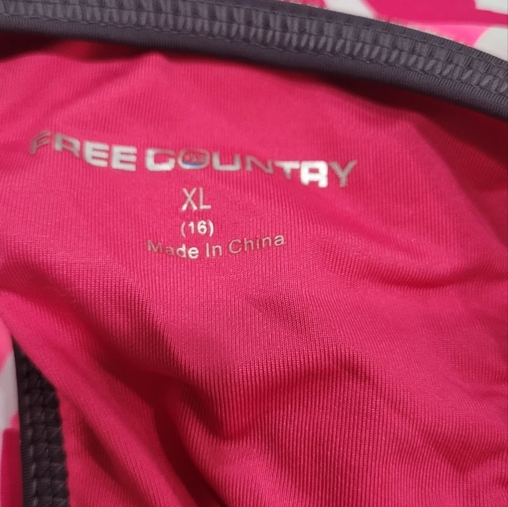 New Free Country XL Pink Tropical Leaf Print Tankini/ Yoga Top Sz 16 - Picture 4 of 9